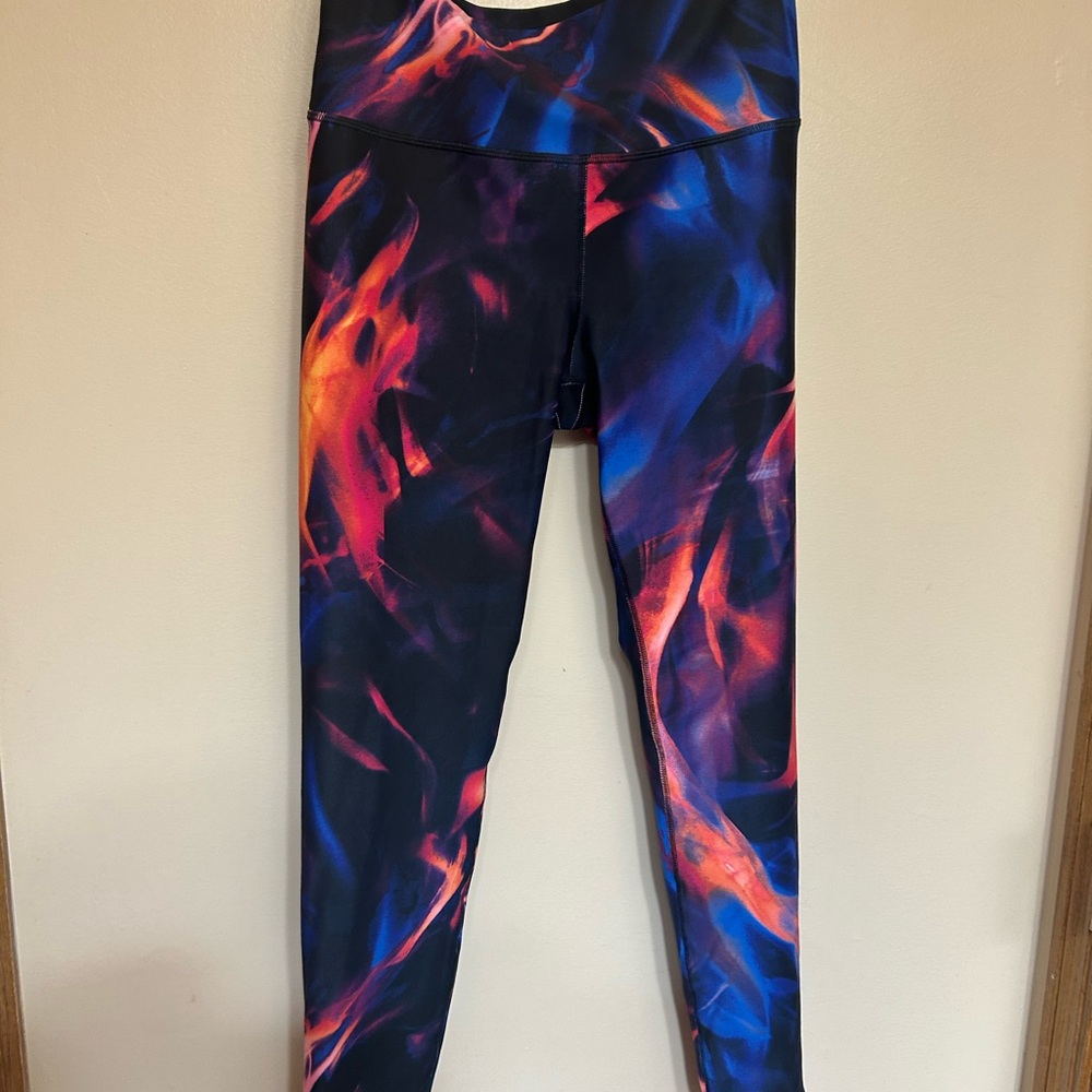 Vibrant Flame-Print High-Waist Leggings